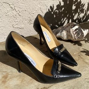 Jimmy Choo Vintage Leather Gold Hardware Pumps